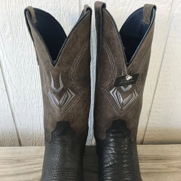 Cody James Bull Shoulder Mens Black Gray Leather Western Boots Mens 9 D BBH4 - Picture 9 of 13